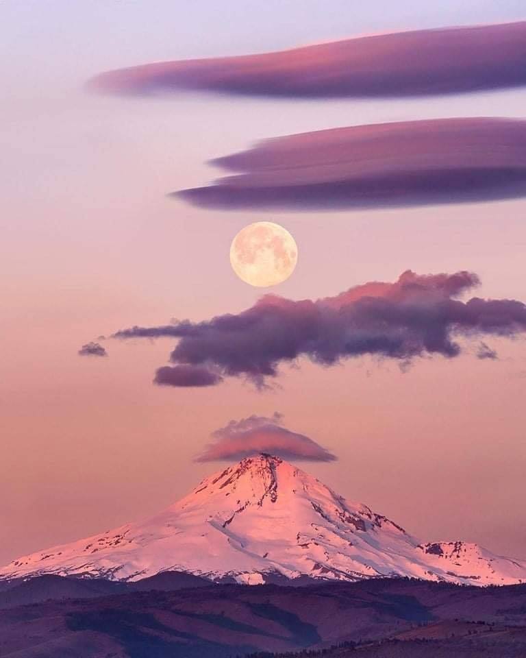 Full Moon Over Mt. Hood, Oregon, USA
