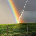 Lightning meets a rainbow
