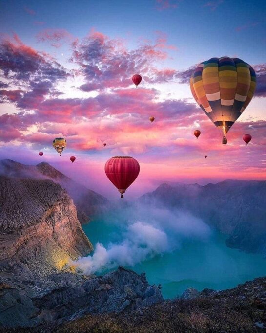 Hot air balloon rides above the clouds in East Java, Indonesia 1