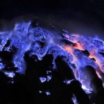 This volcano in Indonesia spews a rather bright blue lava